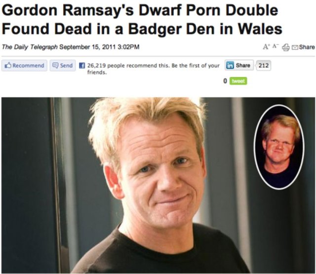 porn photo porn picture found double dead dwarf gordon ramsays badger den