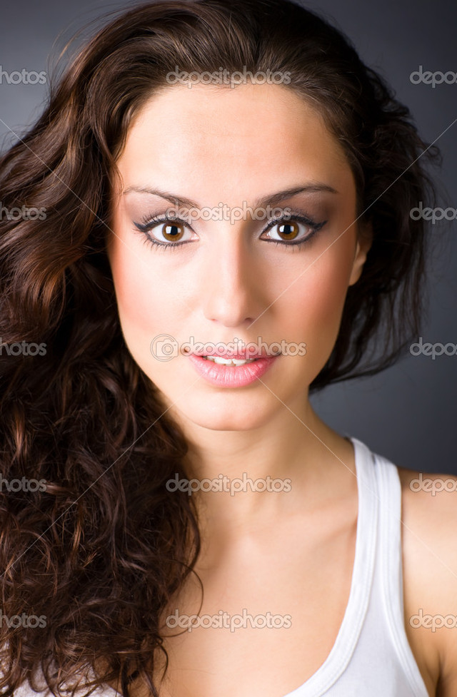 brunette woman pics young photo portrait woman brunette stock depositphotos