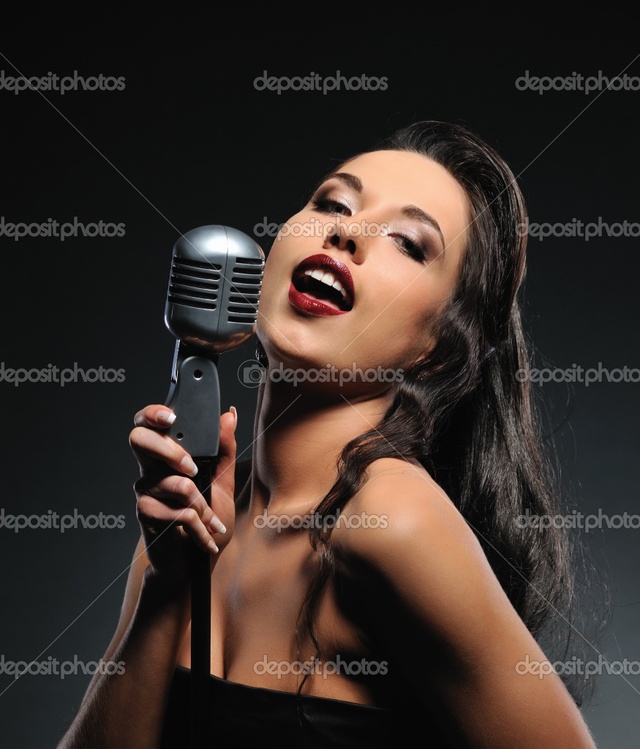 brunette woman pics photo beautiful woman brunette stock depositphotos singing