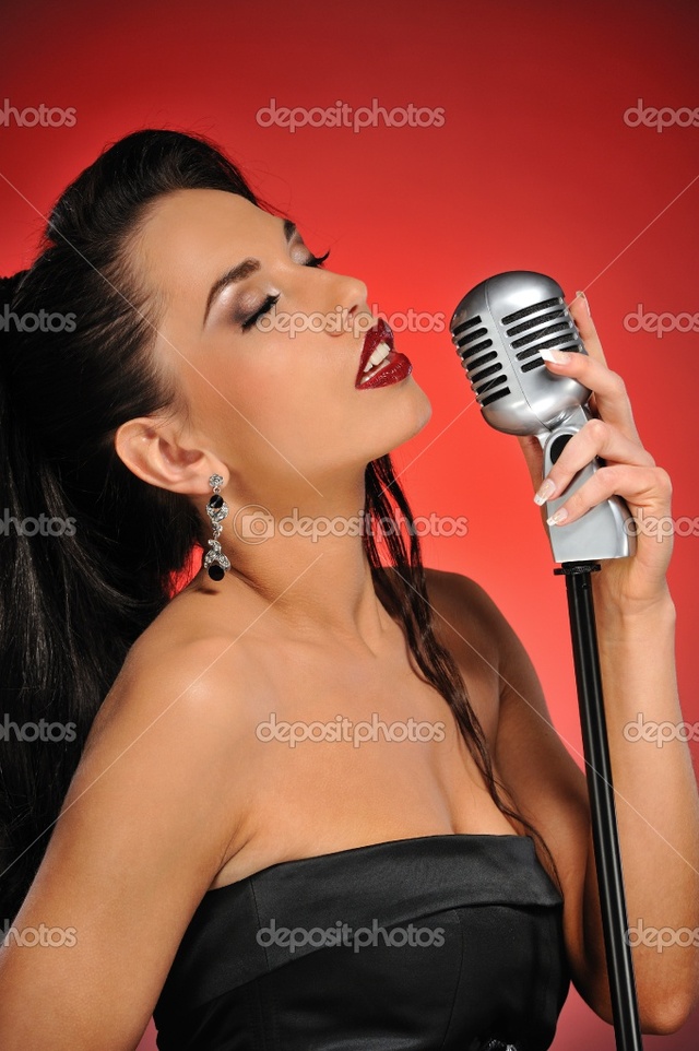 brunette woman pics photo beautiful woman brunette stock depositphotos singing