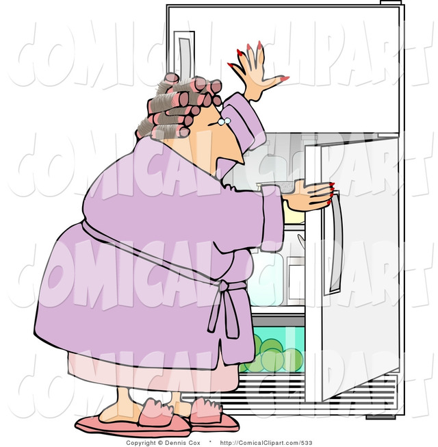 free fat woman pics art woman fat clip eat cox dennis something designs fridge comical scrounging