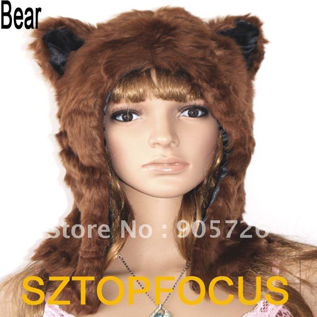 free hot sex free half spirit hoodie brown hat bear panda fur animal shipping font wsphoto compare beanie