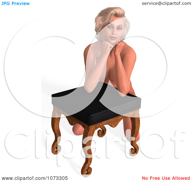 free nude sexy woman free over sexy nude woman pinup blond cgi foot portfolio royalty bench illustration clipart pmrk