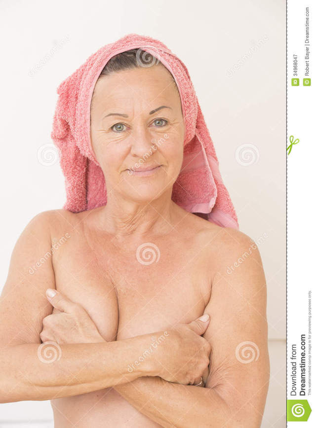 free photos of naked matures free beautiful portrait naked woman happy mature breasts smiling stock hands head royalty friendly covering towel relaxed joyful
