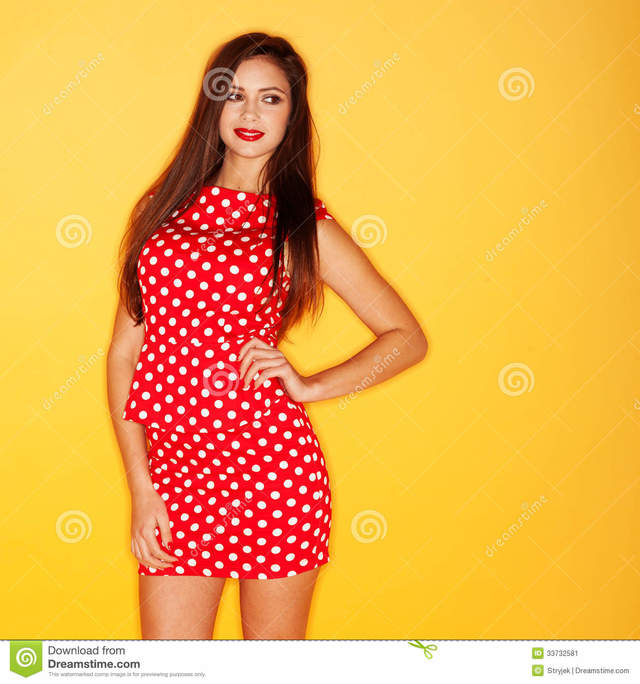 hot black sexy chicks hot sexy black woman red dress wearing stock polka dot dots stiletto