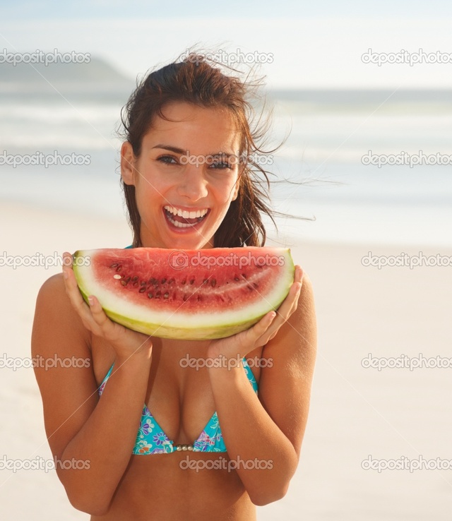 hot pic sexy girl girl photo sexy piece smiling stock watermelon depositphotos