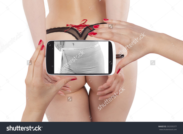 hot sexy ass photo beautiful hot ass sexy pic woman stock herself handcuffs waistline seeing measuring smartphone