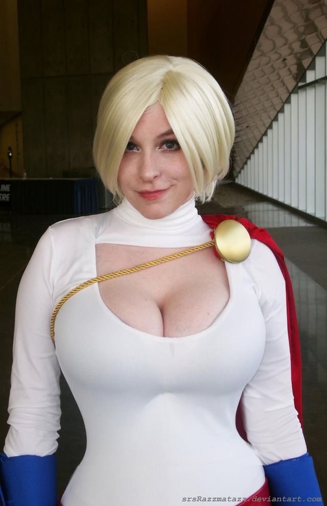 huge big tits girls girl tits sexy busty huge boobs cosplay comic breasts power con san diego powerful powergirl smirk srsrazzmatazz