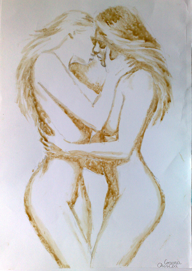 images of hot lesbian hot lesbians lesbian coffee kissing care painting fete saruta doua pictura facuta cafea