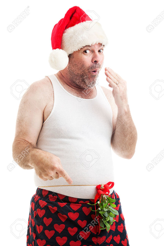 naughty underwear pics photo naughty man his looking christmas underwear tied scruffy stock around waist lisafx mistletoe