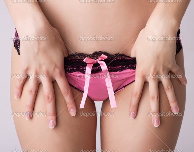 panties sexy photo photo sexy woman front pink panties background stock bow gray depositphotos
