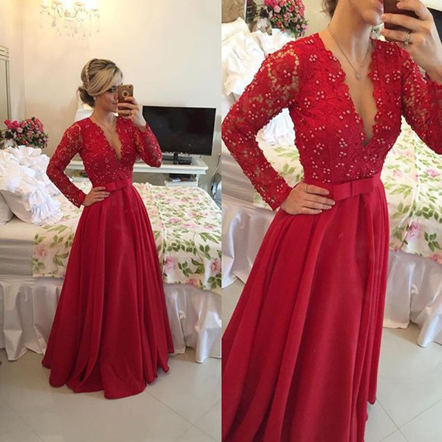 pron sexy pics product back sexy vintage pron long red dress lace prom sheer sleeve dresses chiffon hugerect