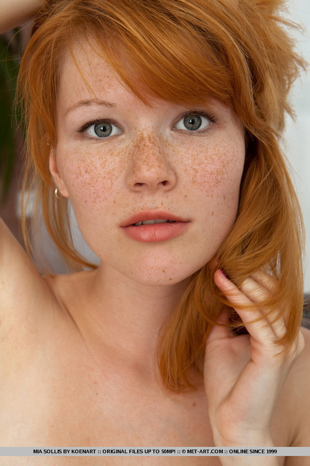 redhead pussy shaved pussy tits off redhead shows perfect freckle faced aef