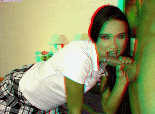 schoolgirl porn porn dick anaglyph brunette sucking cock schoolgirl