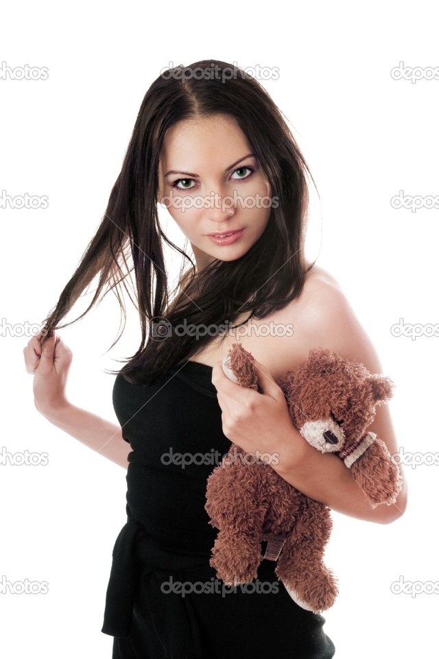 sexy brunette images photo sexy brunette stock bear teddy depositphotos