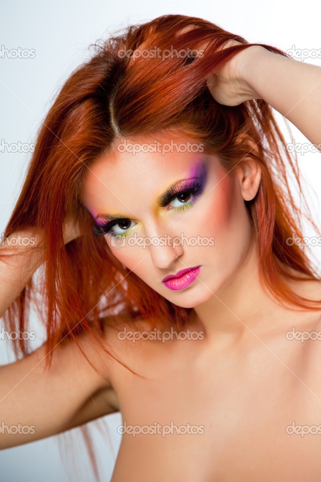 sexy red headed women photo sexy portrait woman long red make hair stock depositphotos multicolored