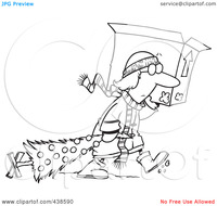 black clip porn royalty free clip art illustration cartoon black white outline design woman carrying moving box dragging christmas tree