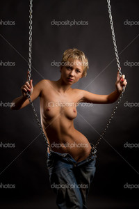 black naked girl pictures depositphotos half naked beautiful girl dirty jeans chain black background stock photo
