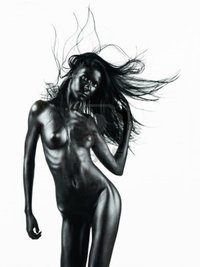 black nude pic shotsstudio artistic nude young woman black painted skin isolated white background dance movem photo