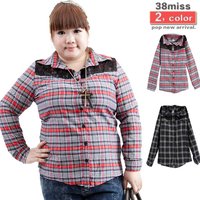 free fat woman pics wsphoto single button blazers shirts free shipping casual plaid sale fat woman red black item plus size clothing summer arrival hot selling all match candy color short sleeve open