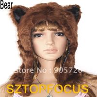 free hot sex wsphoto free shipping spirit animal hoodie half brown font bear hat beanie compare panda fur