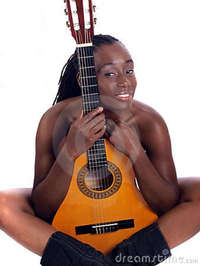 free nude black woman pic young black woman implied nude behind guitar royalty free stock photo