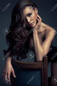 hot black sexy chicks kiuikson portrait perfect makeup beautiful sexy woman long hair stock photo black eyes wavy