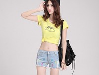 hot pic sexy girl wsphoto arrivals designer harajuku tie dye embroidered jeans shorts sexy girl ripped vintage denim short item