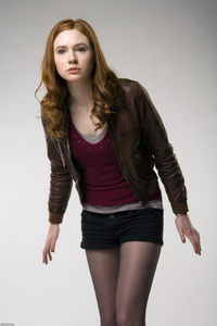 images pantyhose karen gillan black pantyhose shorts brown leather jacket tights