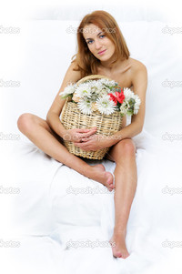 naked woman pics depositphotos naked woman busket flowers stock photo