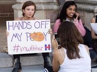 picture of a female pussy protesting lewd trump that pussy thing