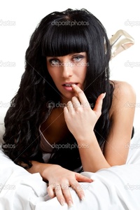 sexy brunette images depositphotos sexy brunette laying bed stock photo