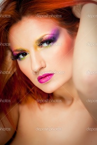 sexy red headed women depositphotos portrait sexy woman multicolored make long red hair stock photo