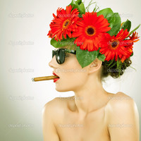 sexy red headed women depositphotos side relaxed sexy woman smoking stock photo