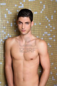 shower nude pic tonobalaguer tile bathroom shower young nude man posing sexy looking camera photo