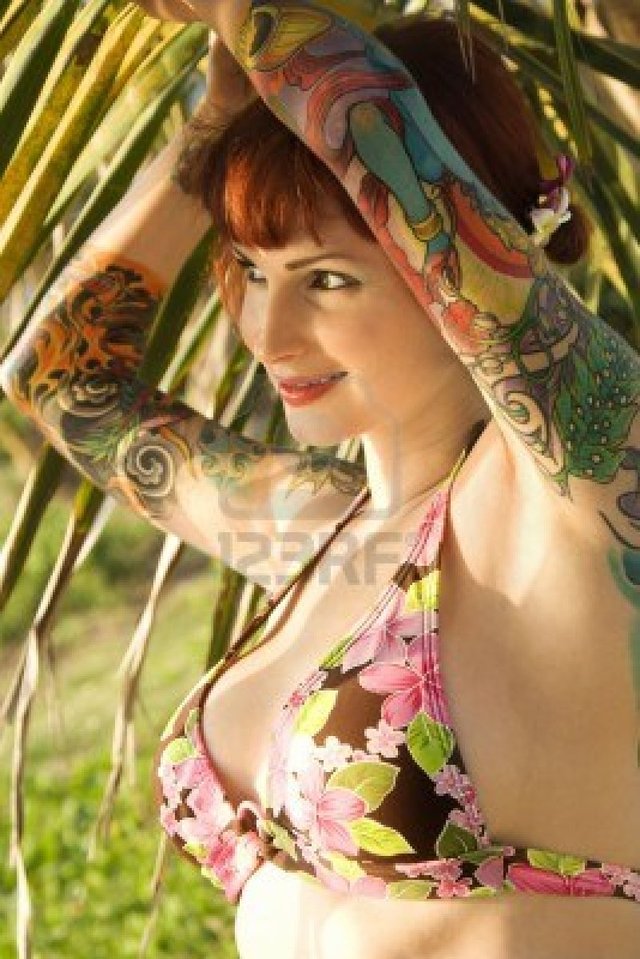 sexy red headed women photo usa sexy portrait woman bikini tree redheaded hawaii palm caucasian maui iofoto
